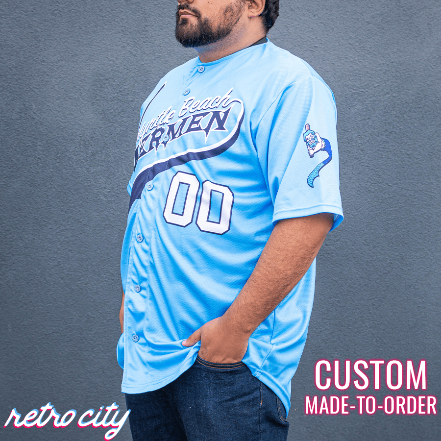 myrtle beach mermen kenny powers full-button baseball jersey