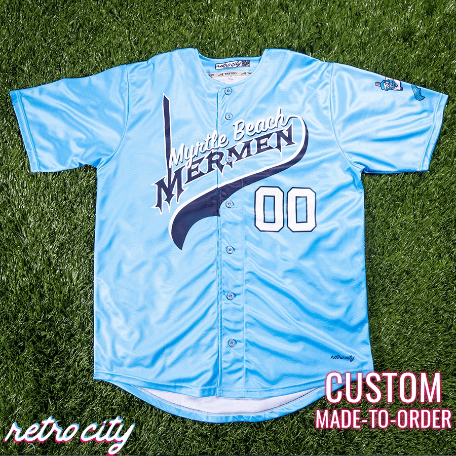 myrtle beach mermen kenny powers full-button baseball jersey