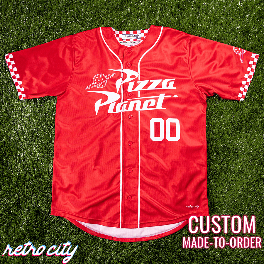 pizza planet full-button baseball jersey (red)