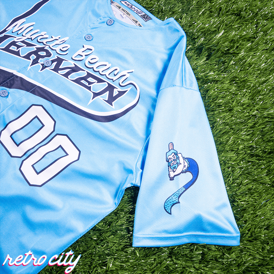 myrtle beach mermen kenny powers full-button baseball jersey