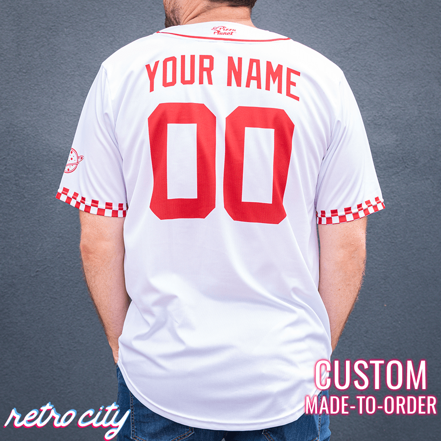 pizza planet full-button baseball fan jersey (white)