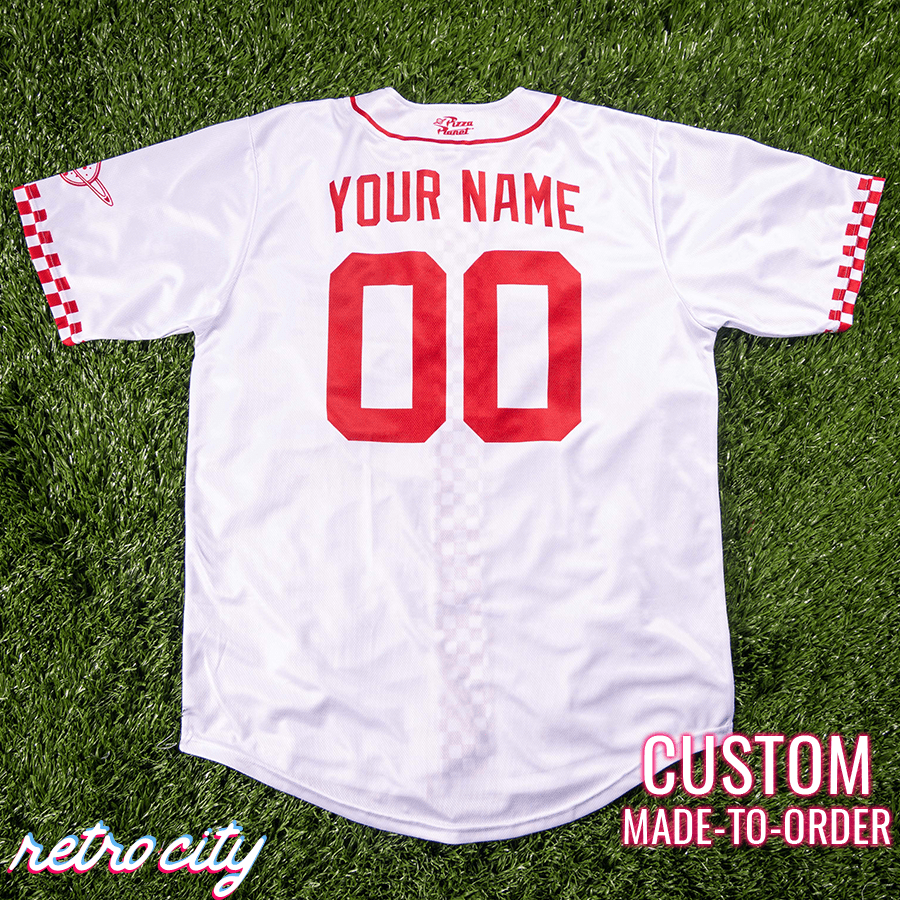 pizza planet full-button baseball fan jersey (white)