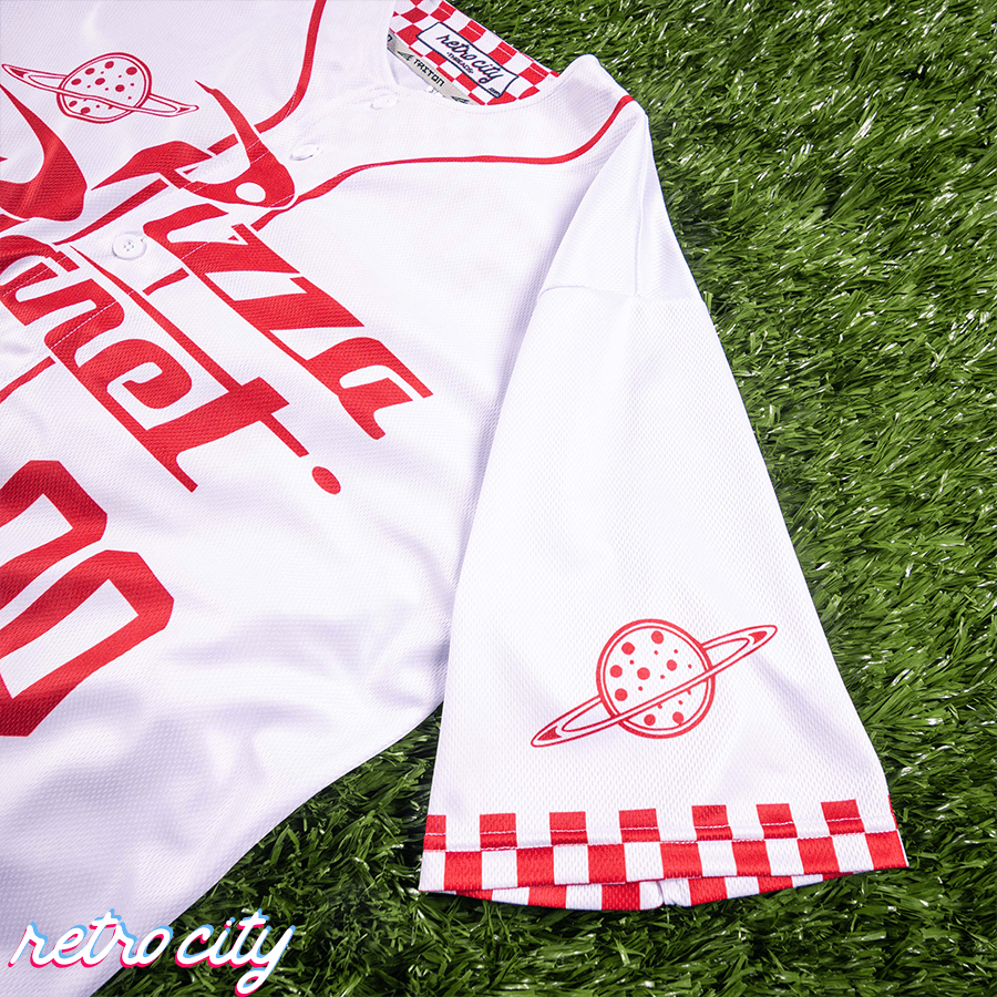 pizza planet full-button baseball fan jersey (white)
