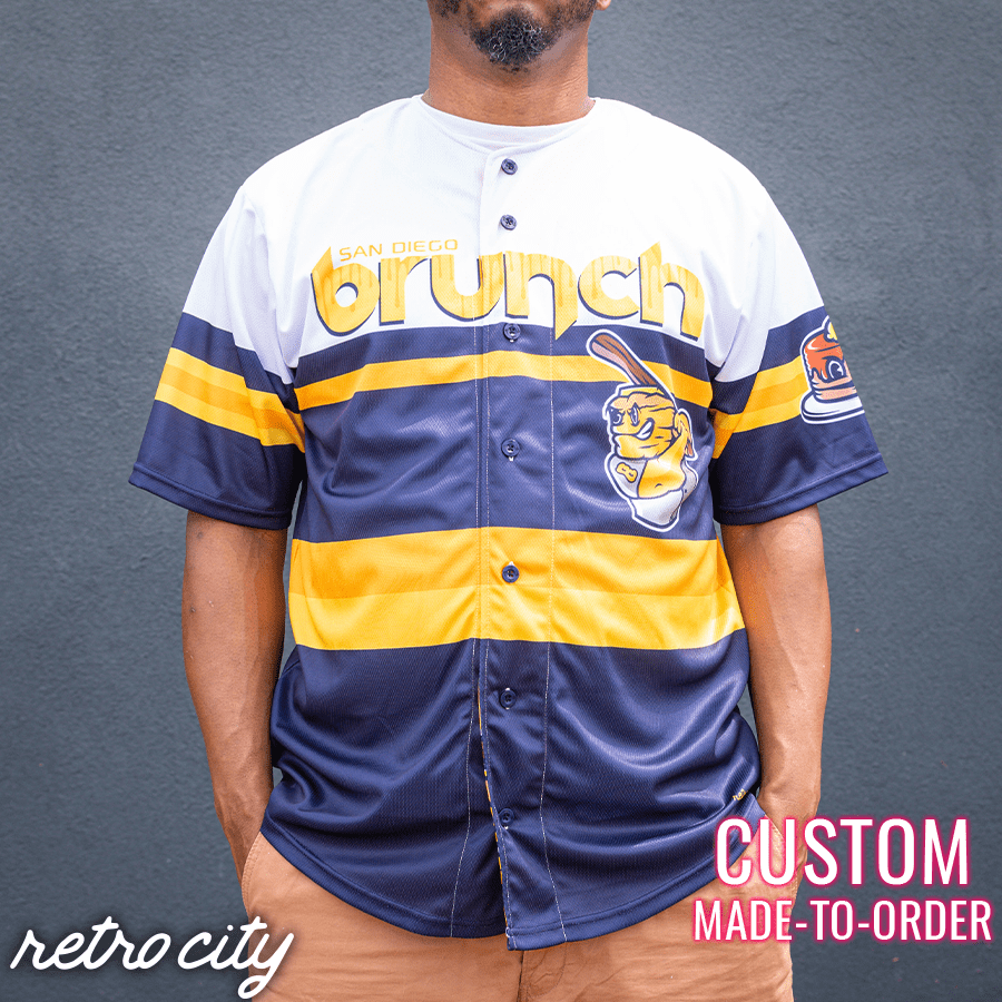 retro-city-threads *IN-STOCK* San Diego Brunch Retro League Custom Baseball Jersey (Away) Youth Medium