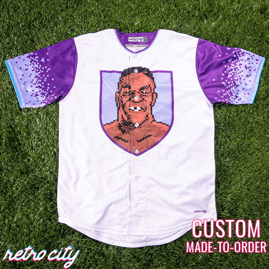 mike tyson punch-out!! full-button baseball jersey