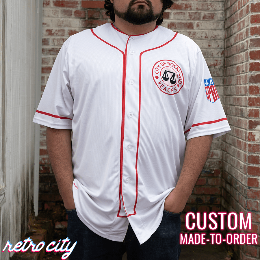 rockford peaches 'a league of their own' custom baseball jersey
