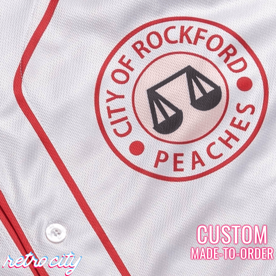 rockford peaches 'a league of their own' custom baseball jersey