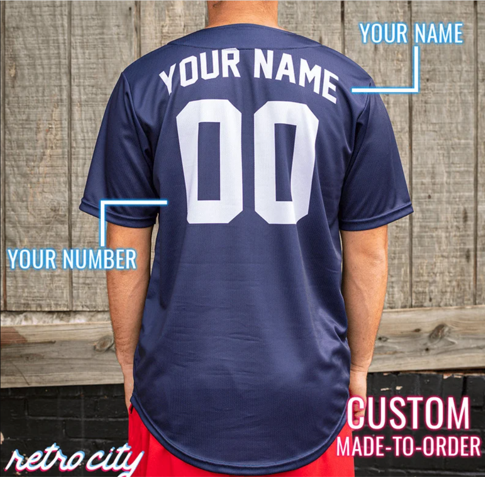 animal house 'college' full-button baseball fan jersey (navy)