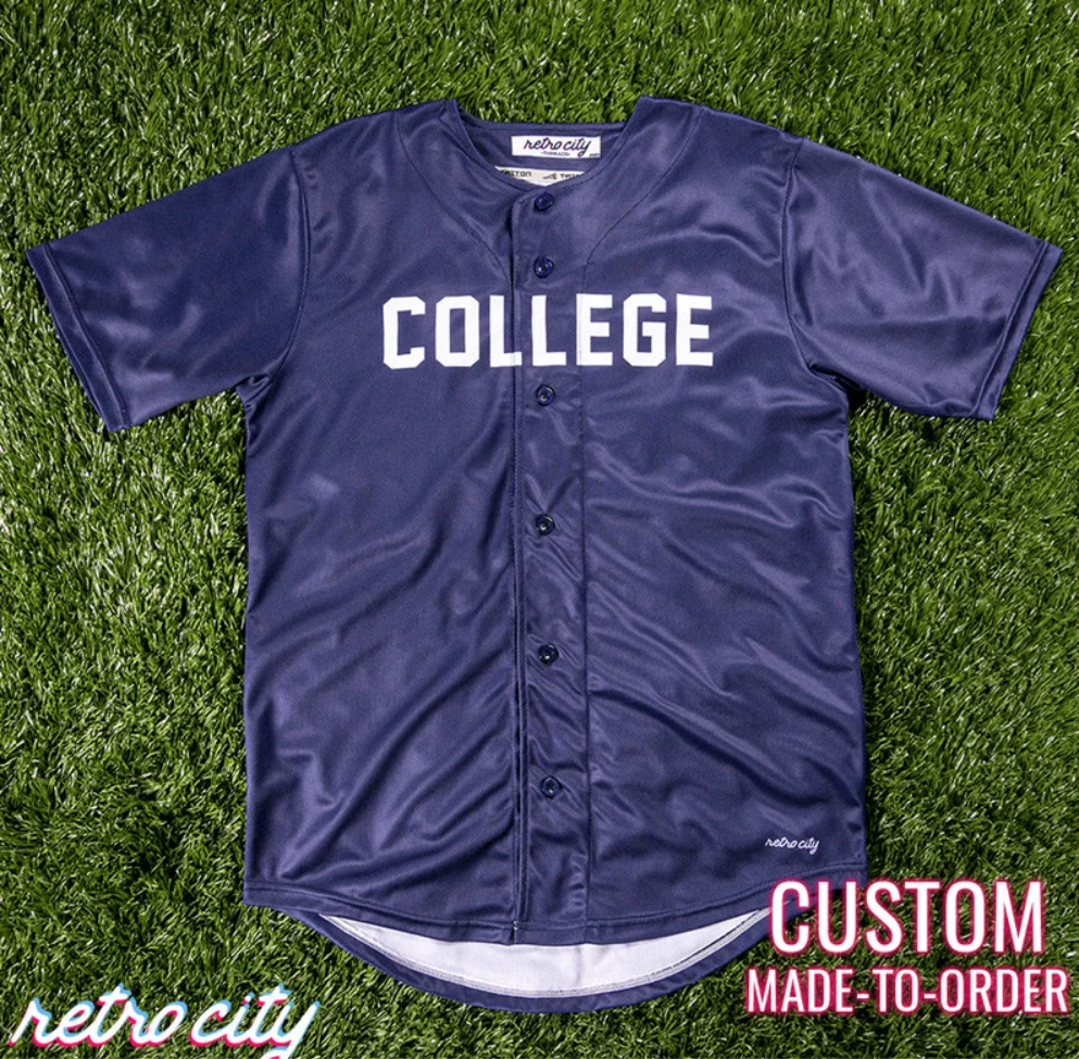 animal house 'college' full-button baseball fan jersey (navy)