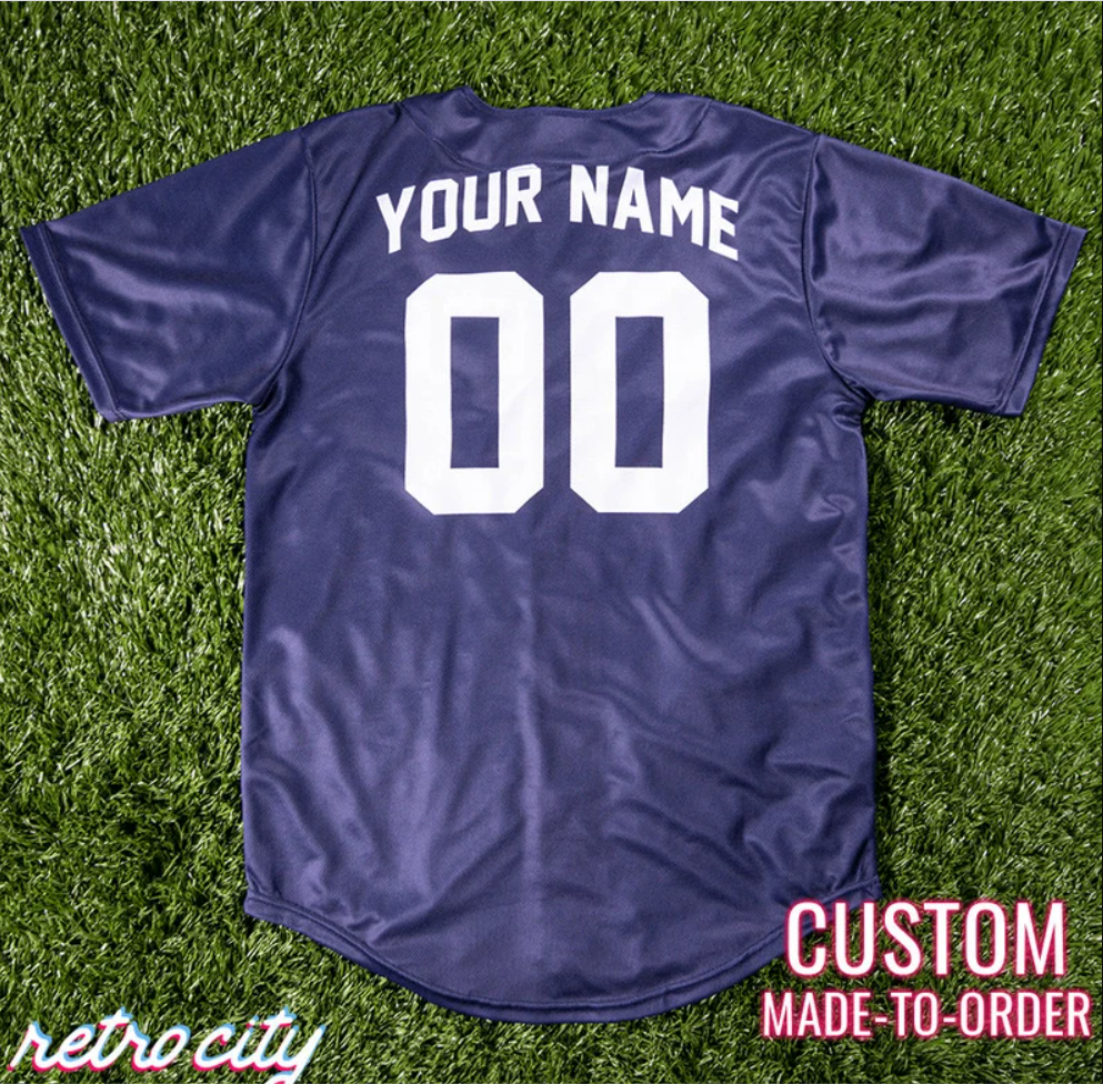 animal house 'college' full-button baseball fan jersey (navy)