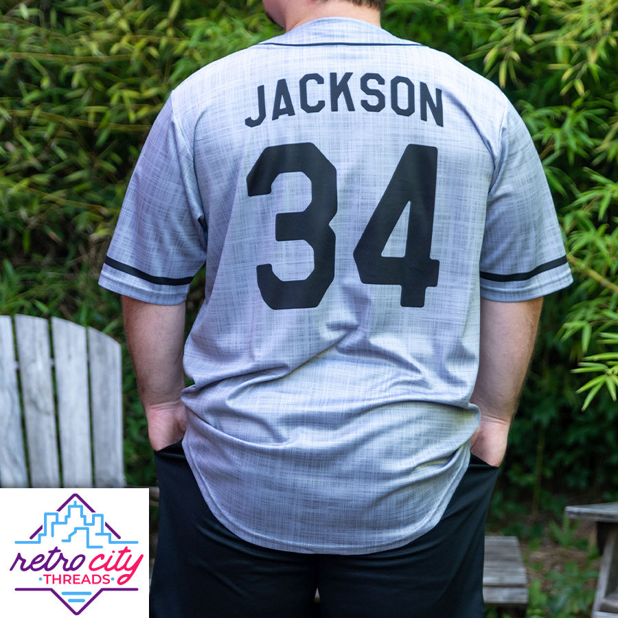 super tecmo bowl runman custom baseball jersey (gray)