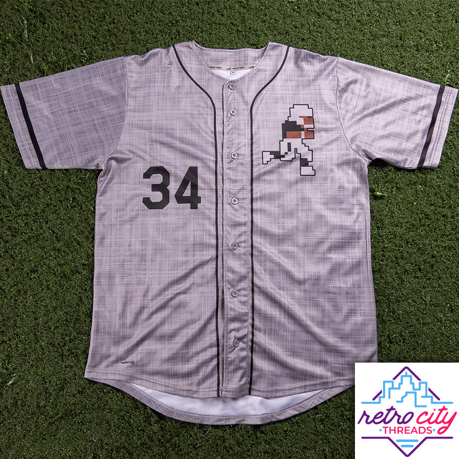 super tecmo bowl runman custom baseball jersey (gray)