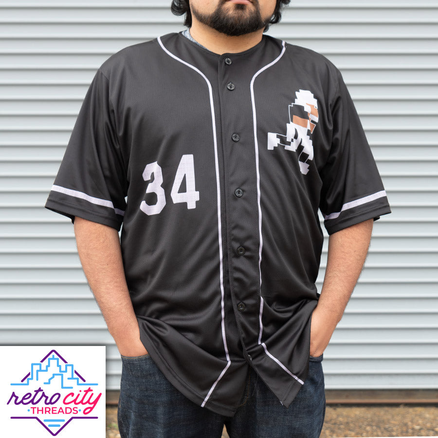 super tecmo bowl runman custom baseball jersey (black)