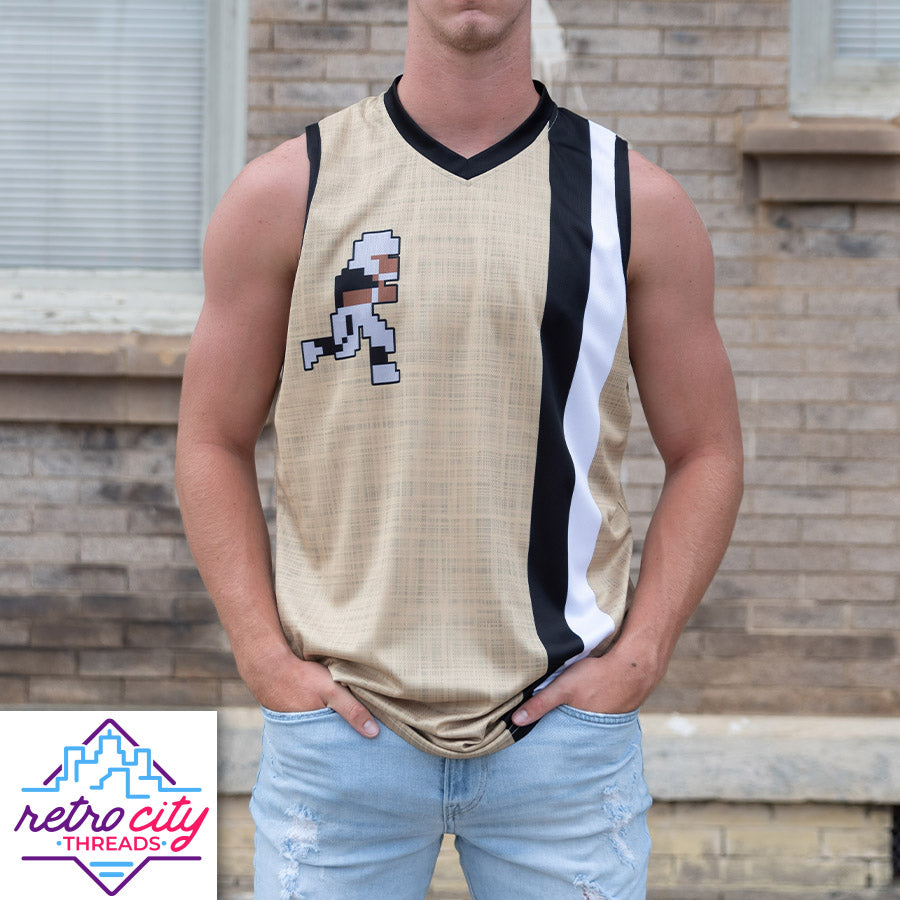 super tecmo bowl runman custom basketball jersey (vegas gold)