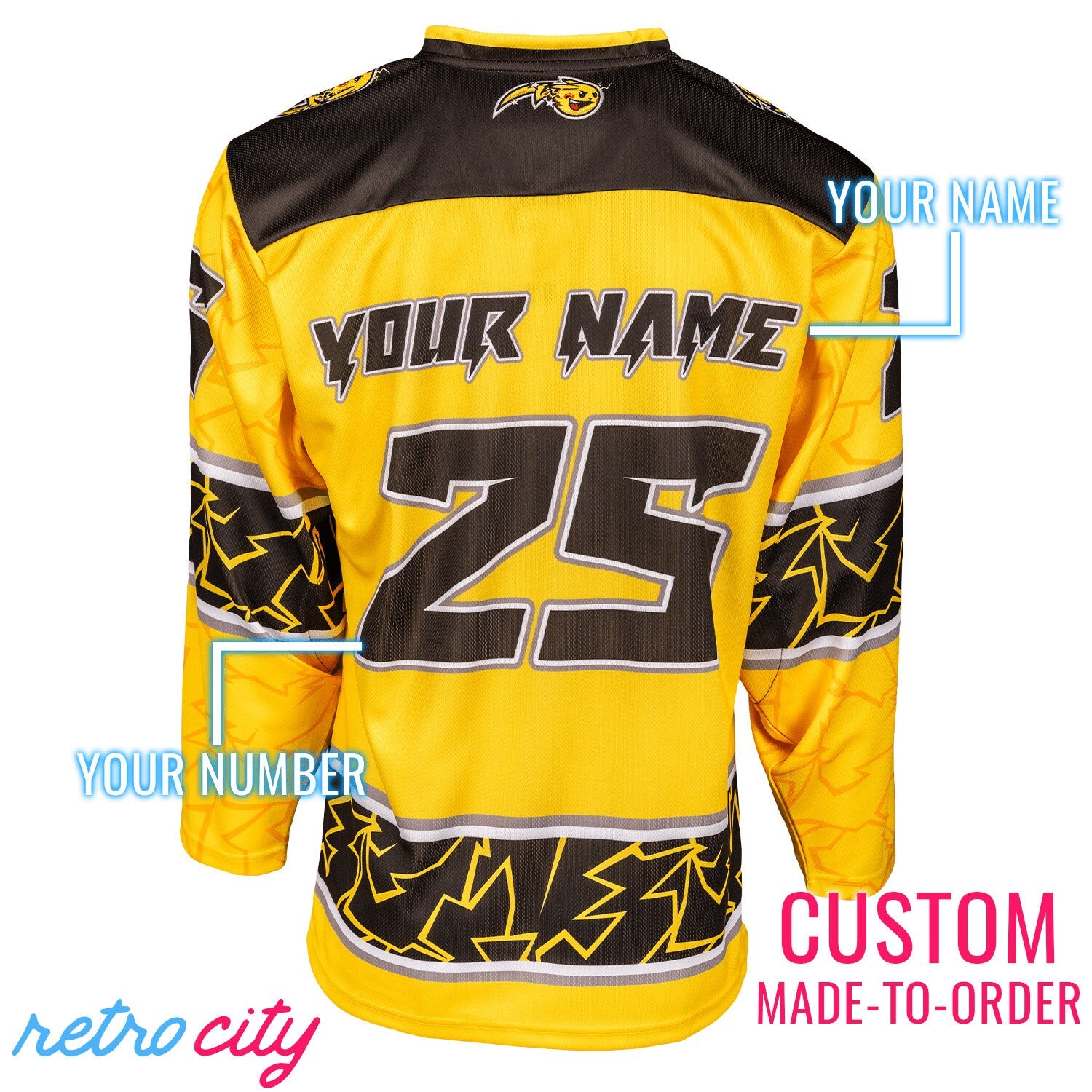 Shock Pikachu Pokémon Hockey Jersey Sweater *CUSTOM*