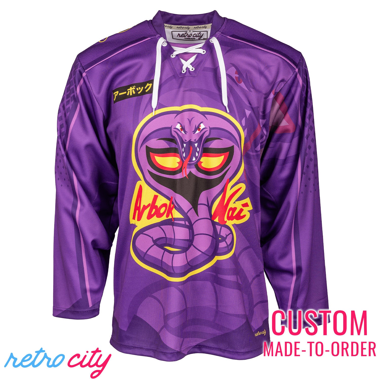 Arbok Kai Pokemon Lace-Up Hockey Jersey Sweater *CUSTOM*