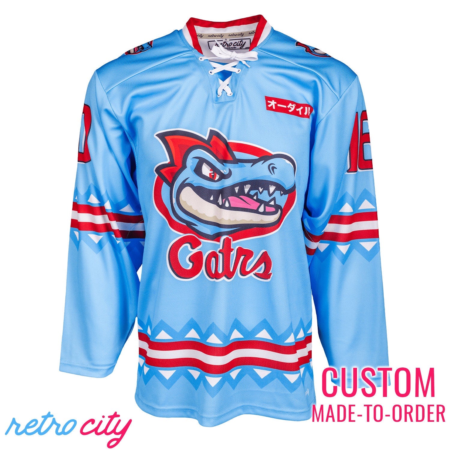 Feraligatr Gatrs Pokemon Lace-Up Hockey Jersey Sweater *CUSTOM*