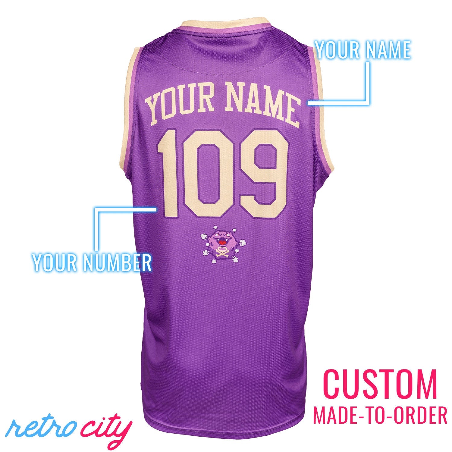 New Toxic Koffing Pokemon Basketball Jersey *CUSTOM*