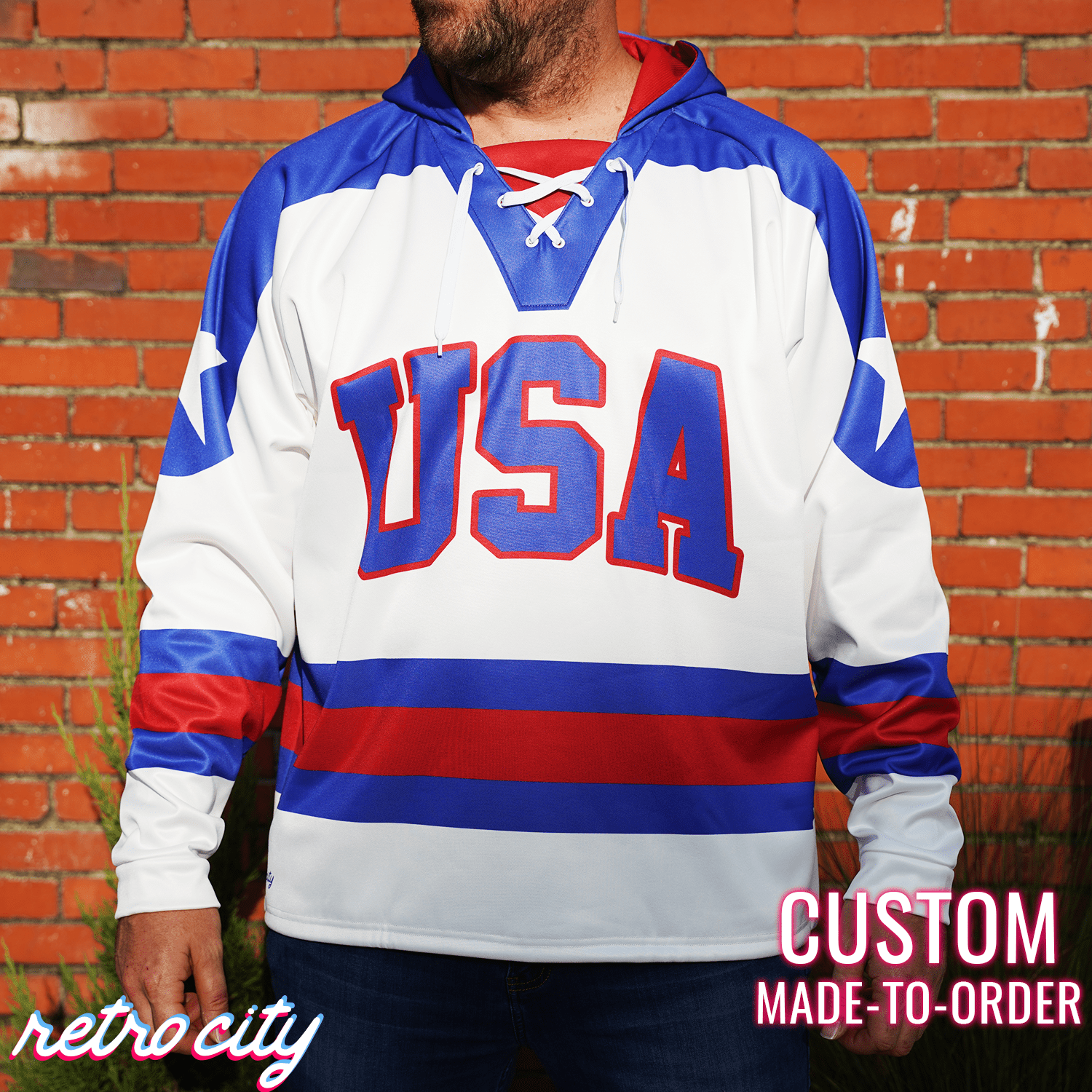 Team USA Hockey Hoodie Miracle On Ice Lace-up Sweater