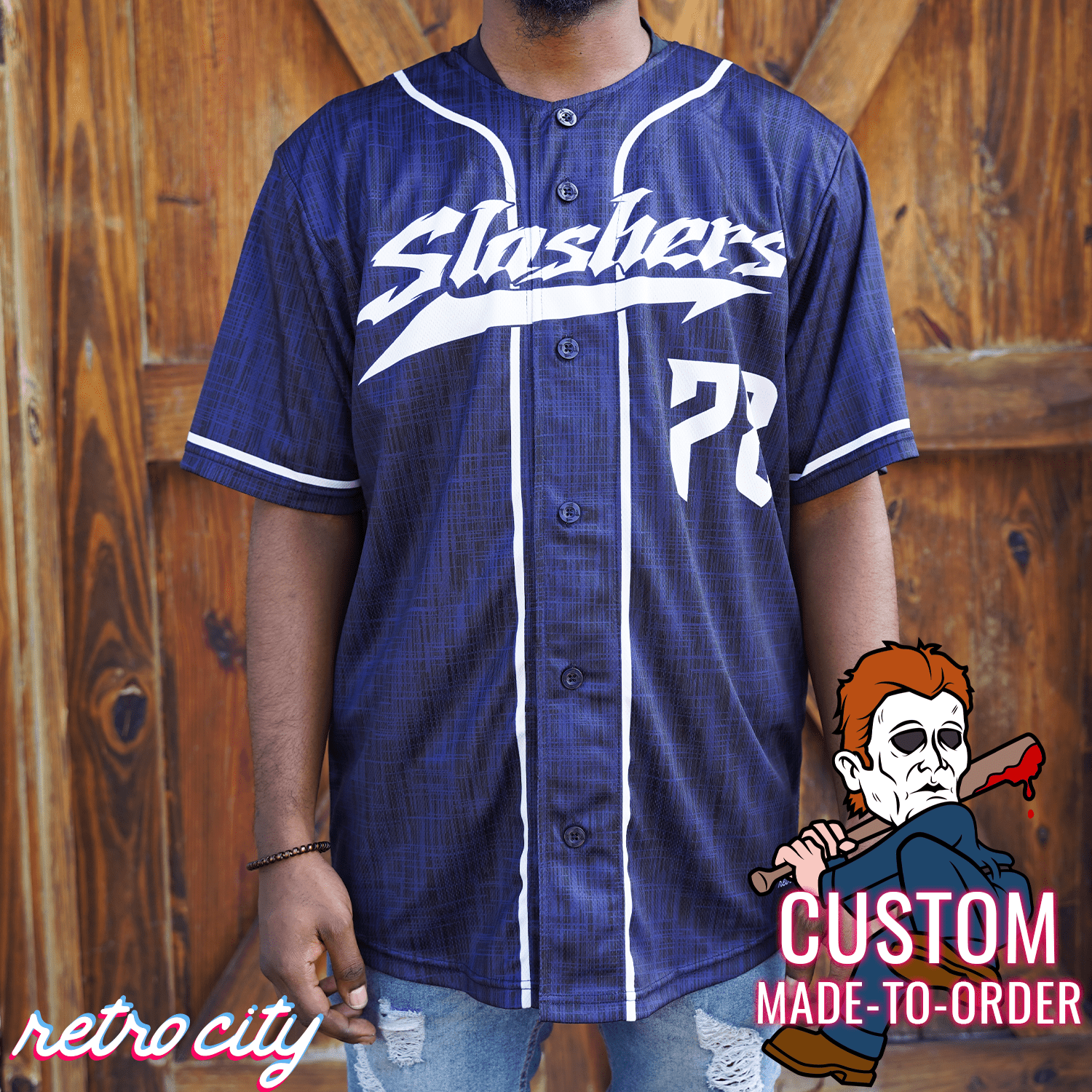 Michael Myers Halloween Slasher Series Full-Button Baseball Jersey Shirt