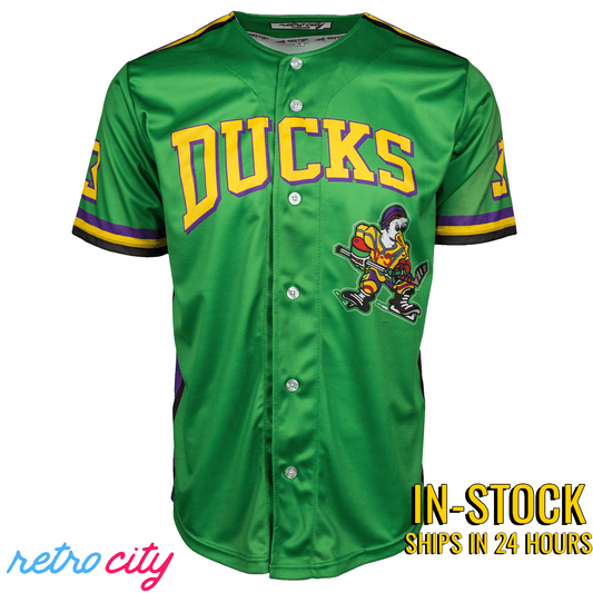 mighty ducks goldberg full-button baseball jersey *in-stock*
