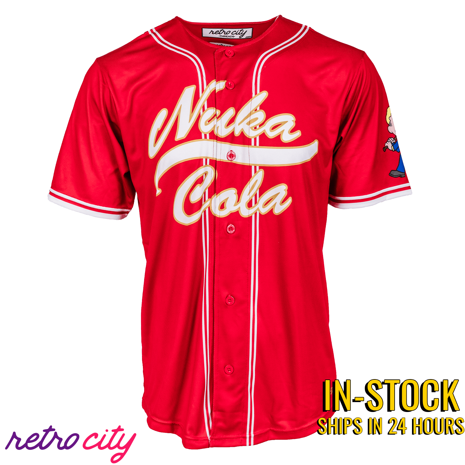 Nuka Cola Vault Boy Fallout Baseball Jersey Shirt In-stock