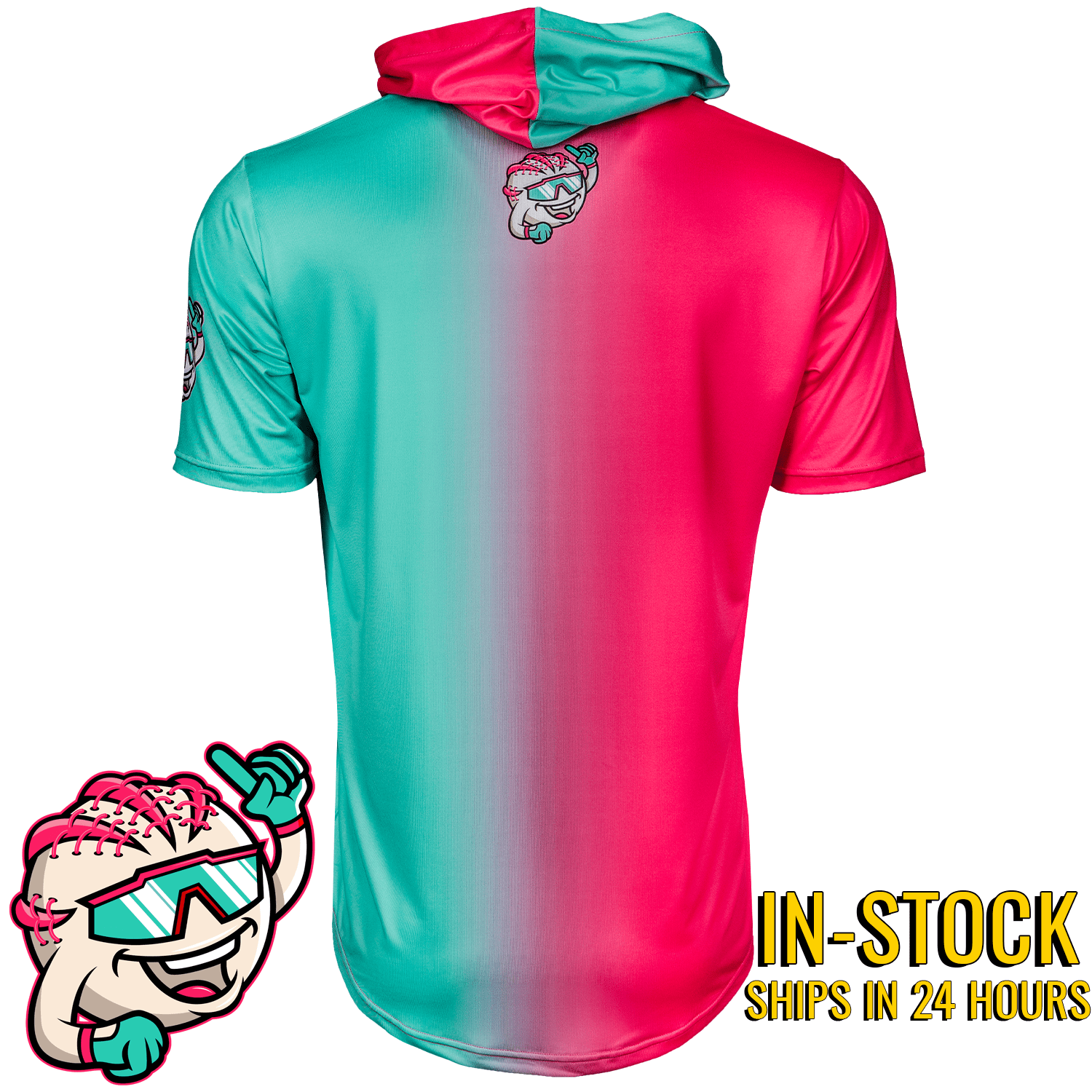 Watermelon Walkoffs Baseball Short Sleeve Hoodie *IN-STOCK*