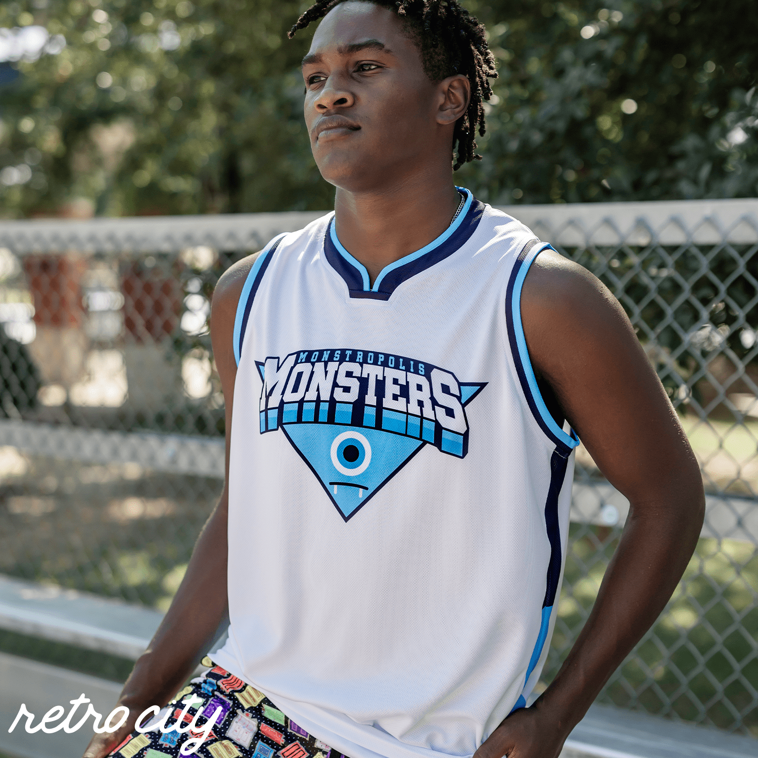 3 headed monsters jersey Monstropolis Monsters Basketball Jersey (White) – Retro City Threads