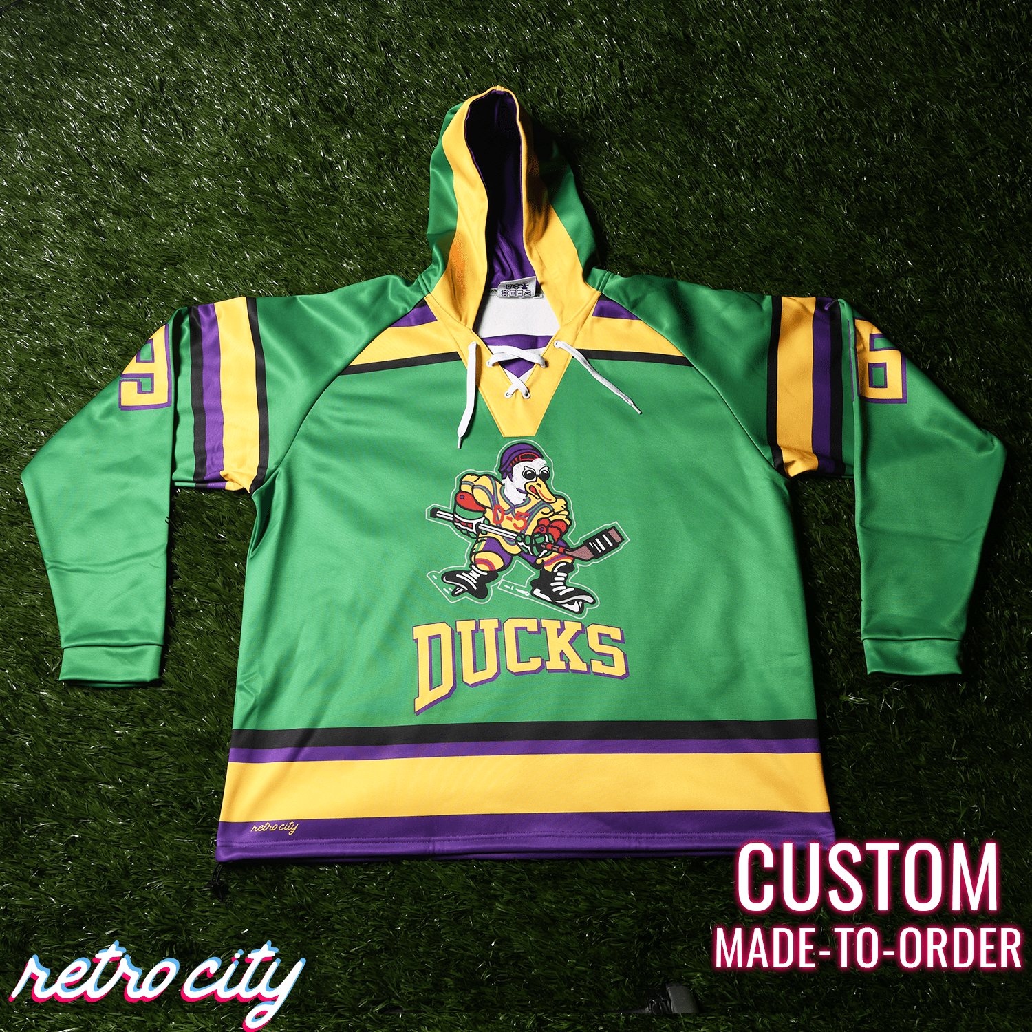 The Mighty Ducks Custom Lace Up Hockey Hoodie Sweater