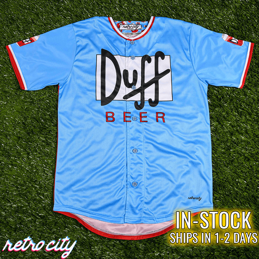 Duff Beer Duffman Simpsons Full-Button Baseball Jersey *IN-STOCK*