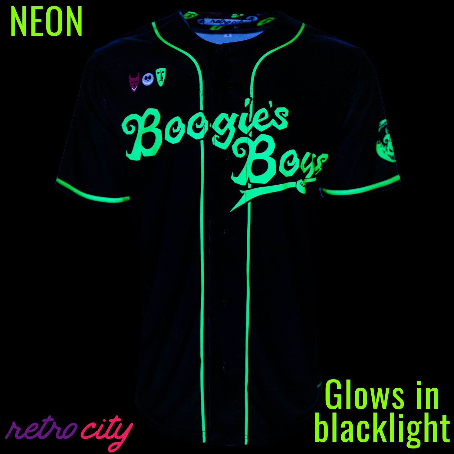 Boogie's Boys Halloween Town Baseball Jersey NEON