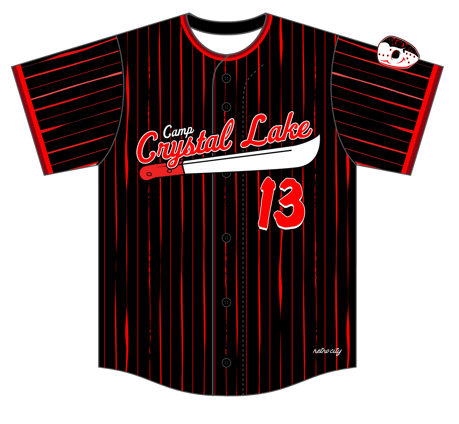 Camp Crystal Lake Jason Voorhees Baseball Jersey (Black)