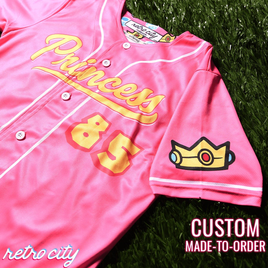 Mushroom Kingdom Princess Full-Button Baseball Jersey