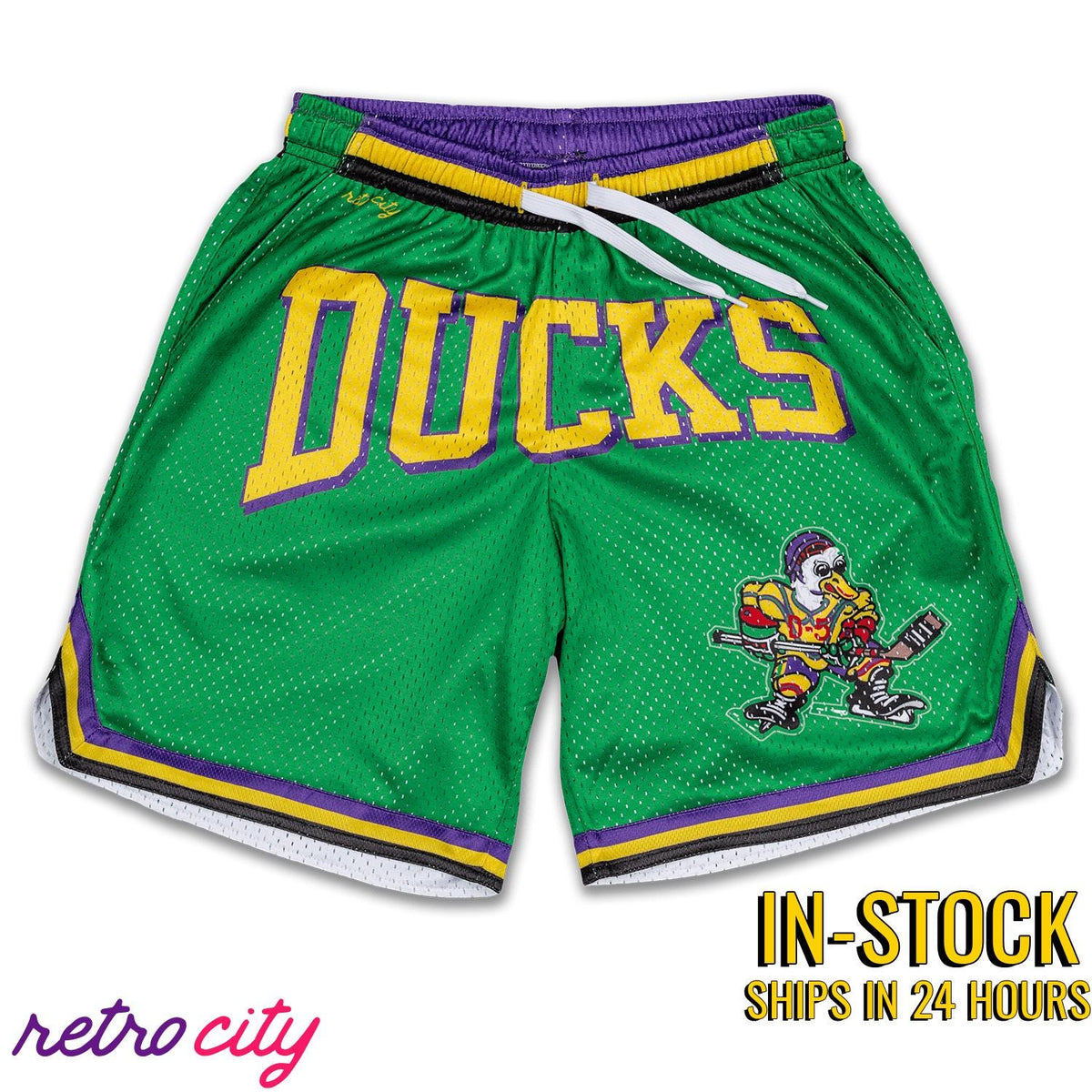 Mighty Ducks Hockey Retro Mesh Pocket Shorts *IN STOCK*