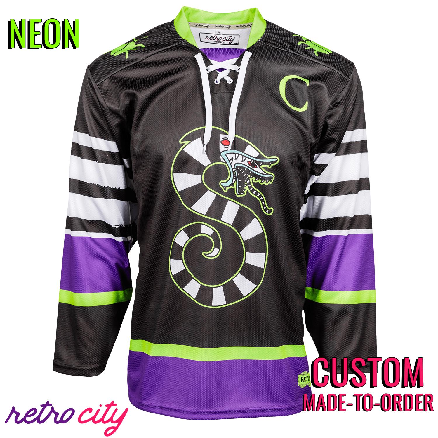 Beetlejuice Poltergeist Hockey Jersey Sweater NEON