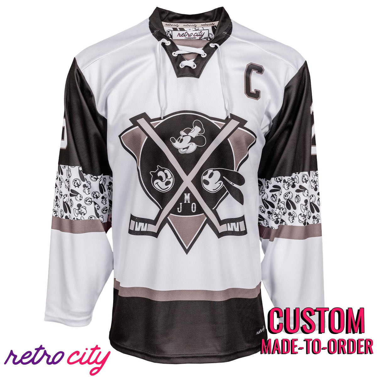 Disney Mickey Mouse Julius Oswald the Rabbit Hockey Jersey Sweater Steamboat Willie