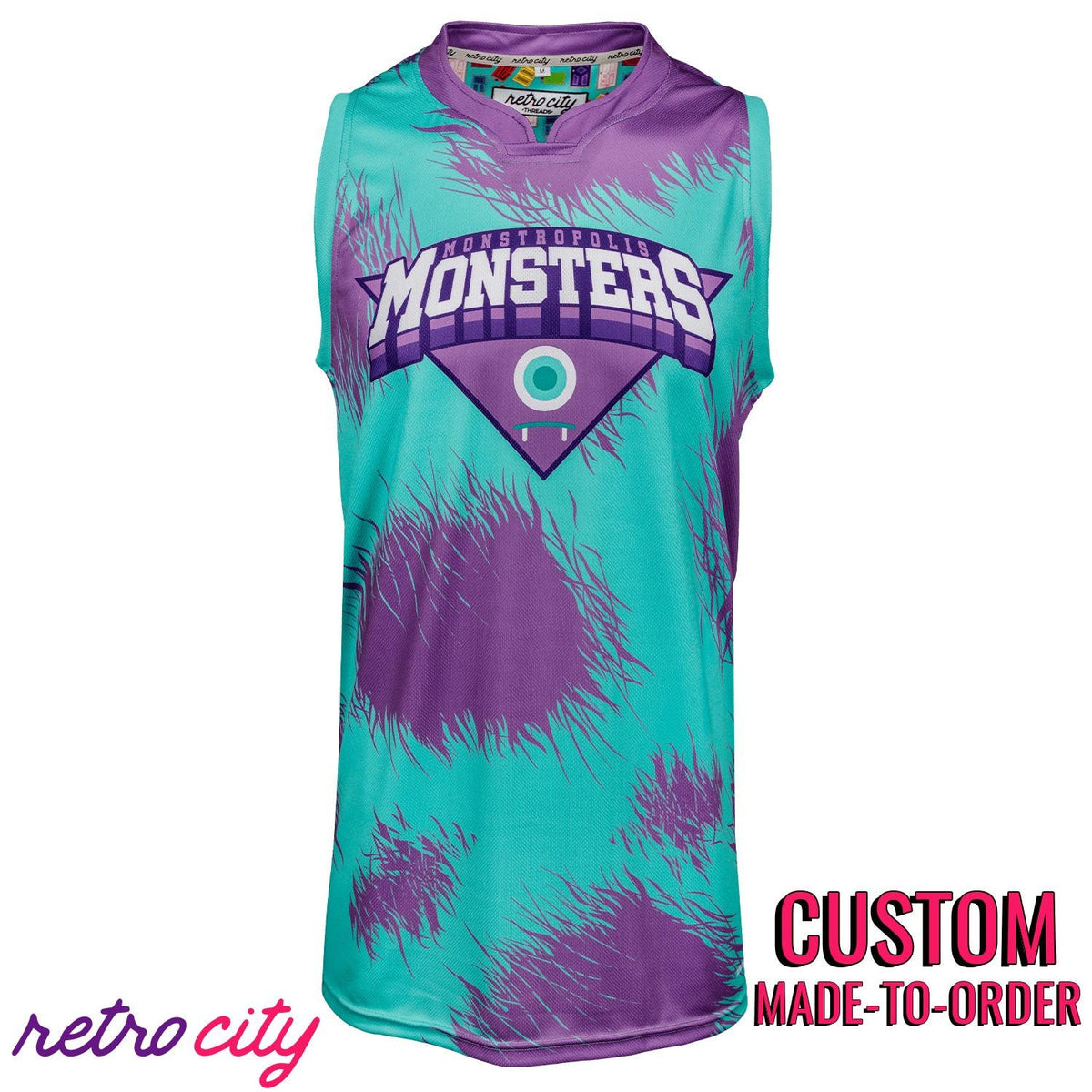 3 headed monsters jersey Monstropolis Monsters Basketball Jersey (Teal) – Retro City Threads