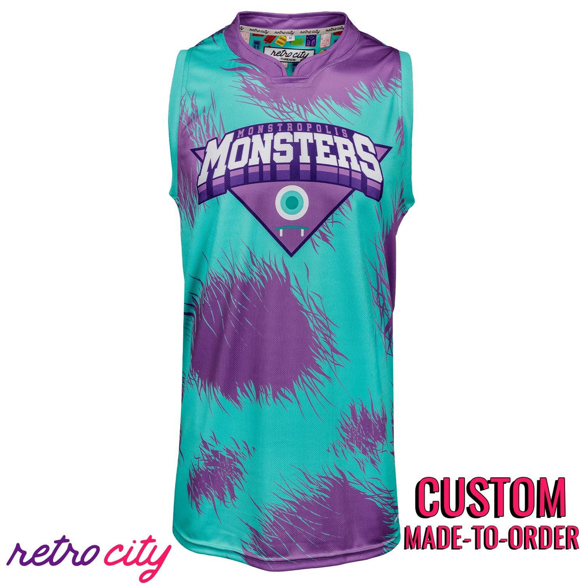 Monstropolis Monsters Inc Sully Disney Basketball Jersey Teal