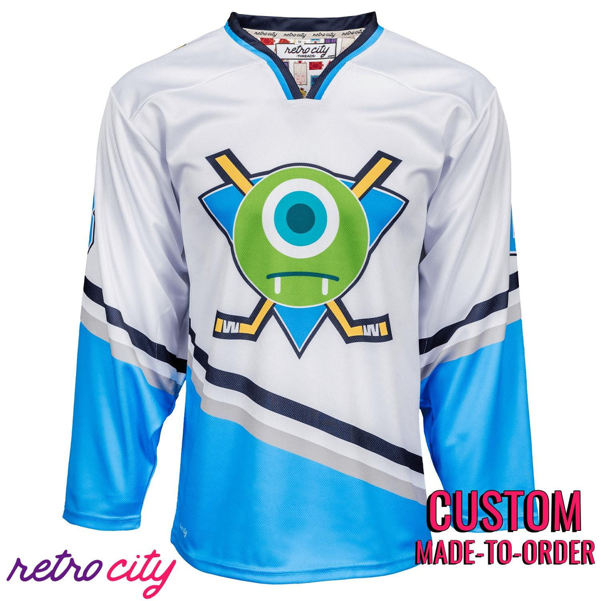 Monstropolis Monsters Inc mike wazowski Sully Disney Hockey Jersey Sweater