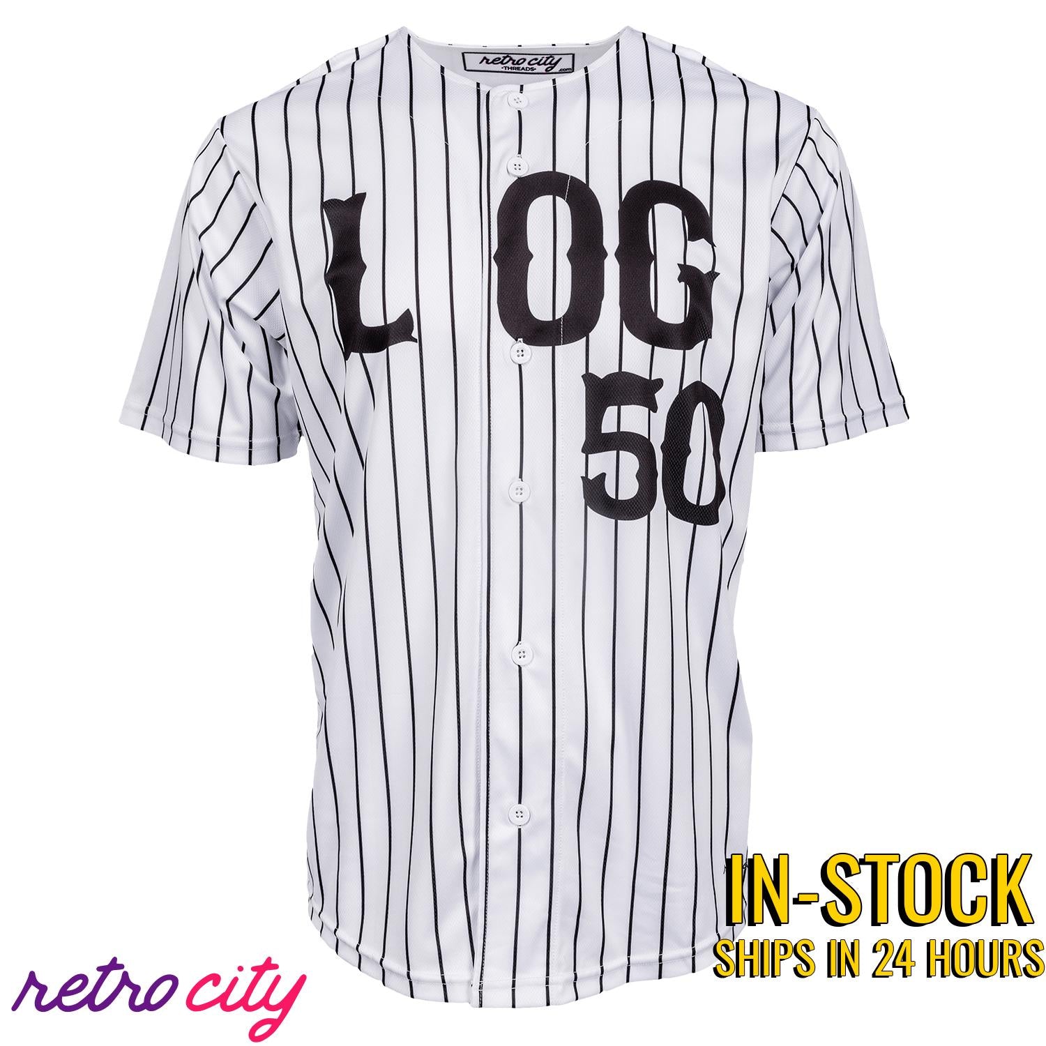 Kendall Roy Succession 'L to the OG' Pinstripe Baseball Jersey Shirt IN-STOCK