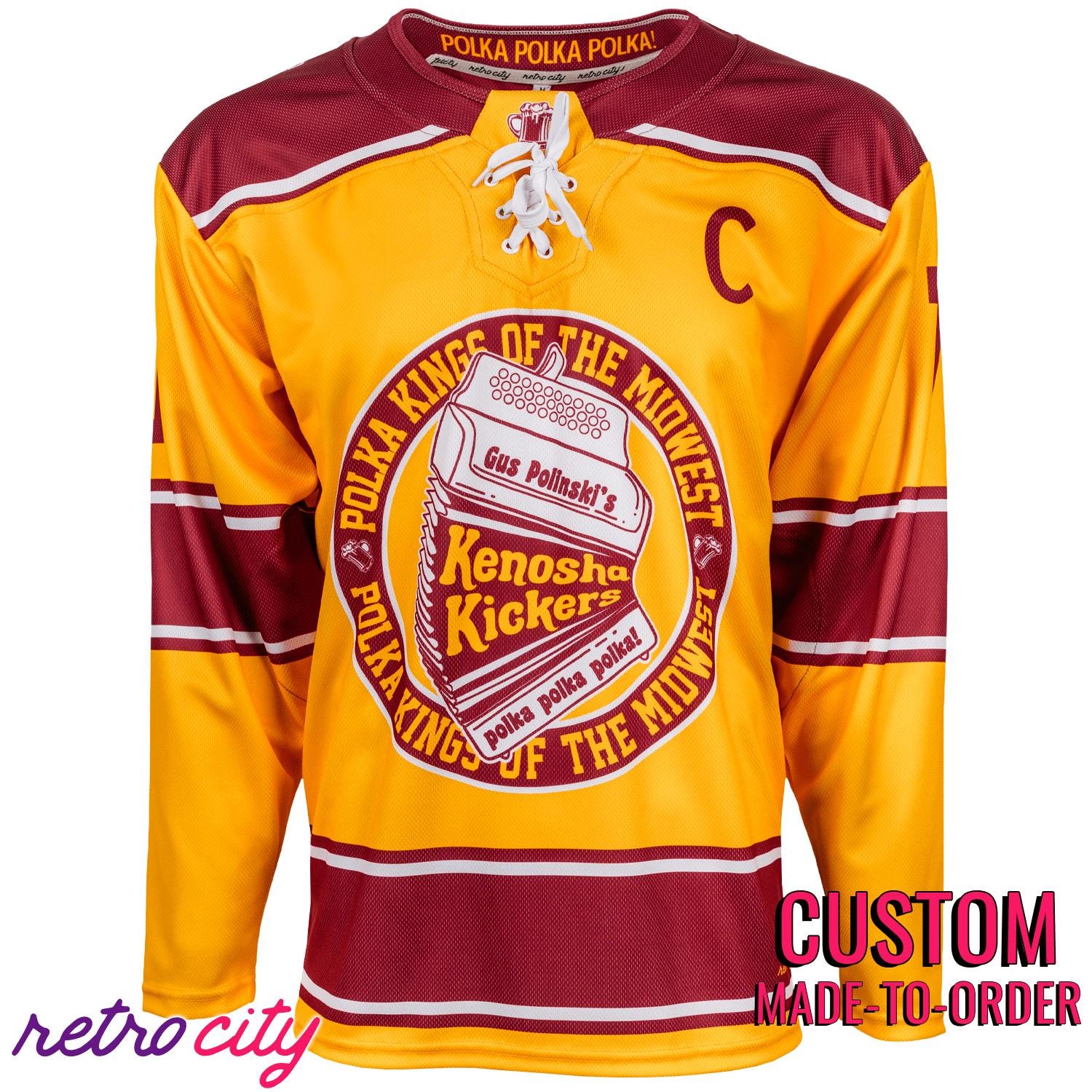 Kenosha Kickers Gus Polinski Hockey Jersey Home Alone