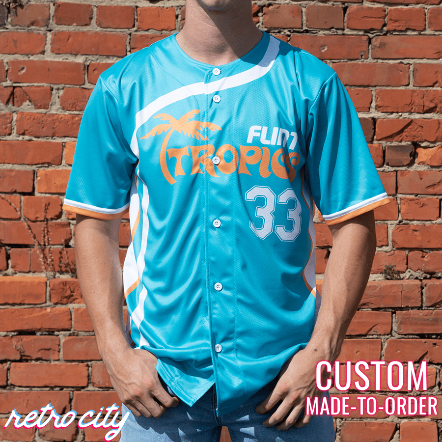 flint tropics semi-pro jackie moon custom baseball jersey