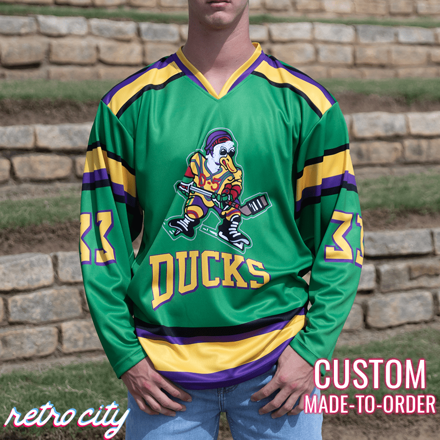 The Mighty Ducks Goldberg Jersey- Custom Mighty Ducks Jersey (White) –  Retro City Threads