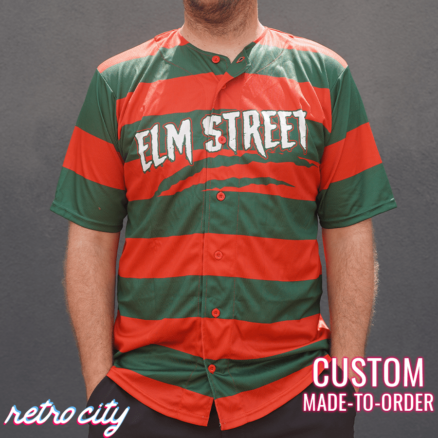 retro-city-threads Elm Street Custom Lace-Up Hockey Jersey Youth Large