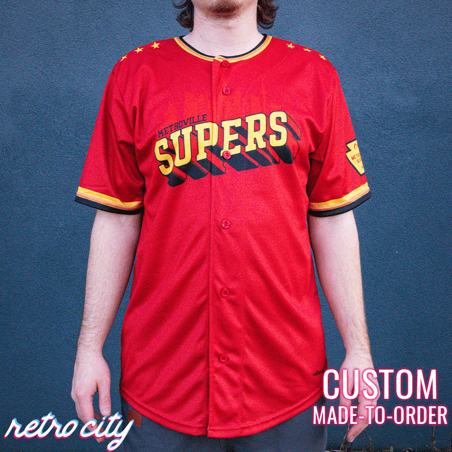 Metroville Supers Full-Button Baseball Jersey (Red) – Retro City