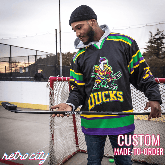 the mighty ducks 'goldberg' disney custom hockey jersey sweater (black)
