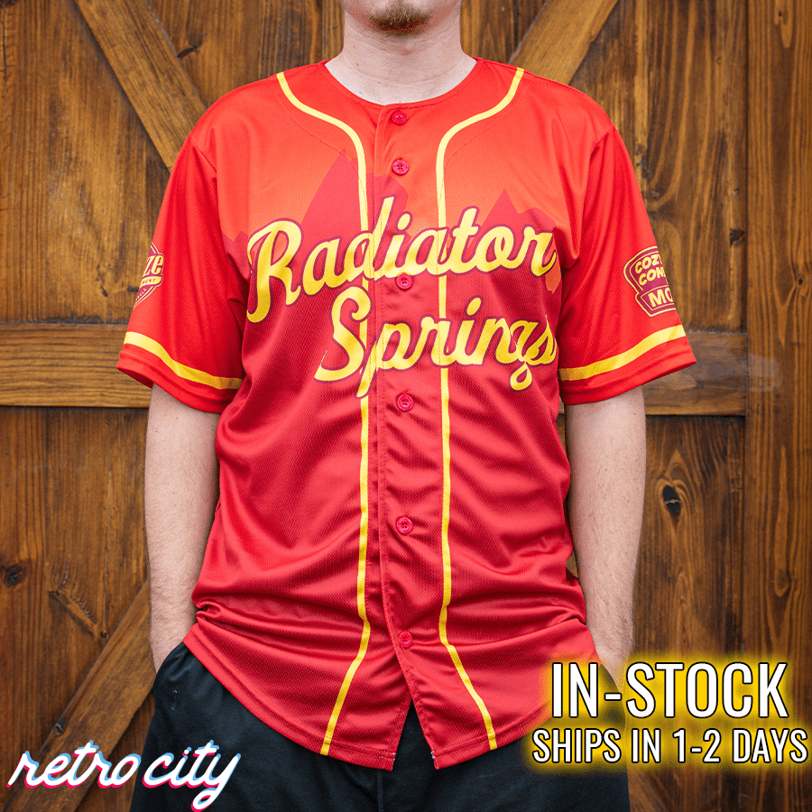 radiator springs full-button baseball fan jersey *in-stock*