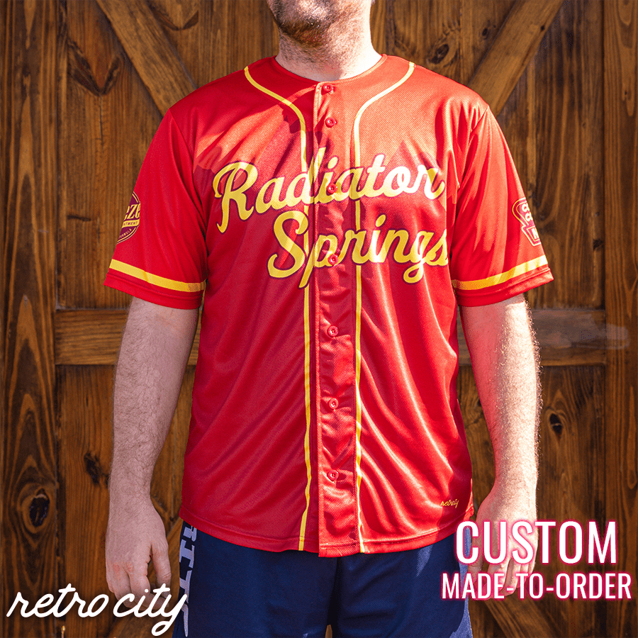 radiator springs full-button baseball fan jersey (red)