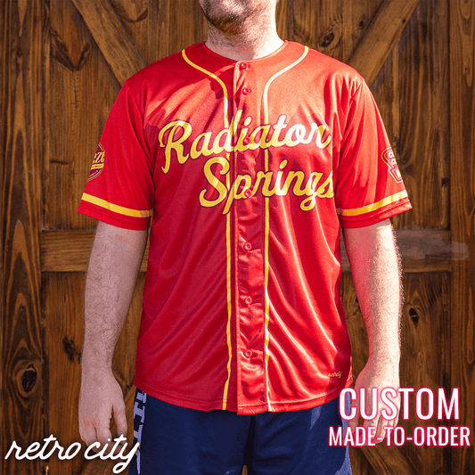 radiator springs full-button baseball fan jersey (red)