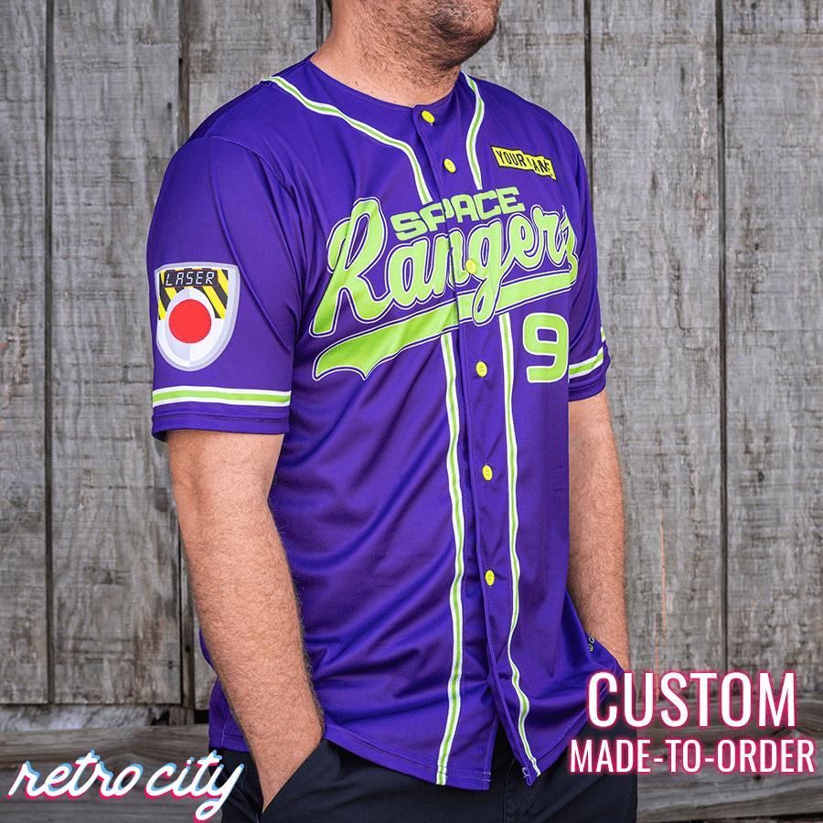 space rangers full-button baseball fan jersey (purple)
